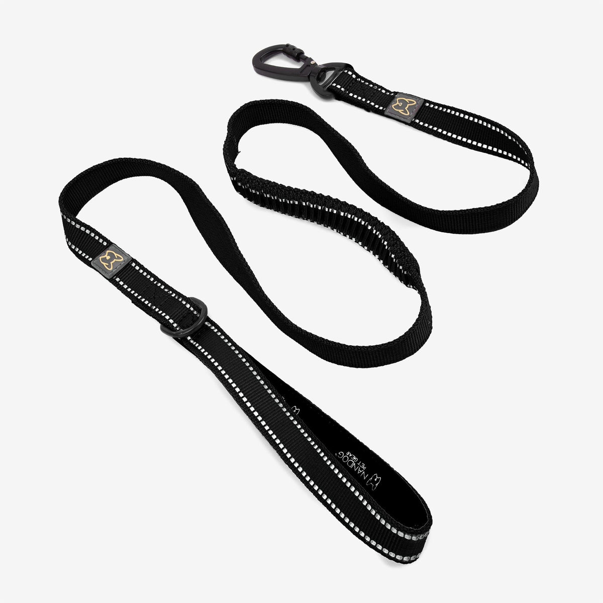 Nandog Anti Push Sport Dog Leash Black Neoprene Handle Secure Lock Nandog Pet Gear