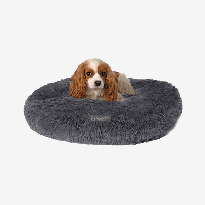 Calming Dog & Cat Shaggy Bed - Dark Gray