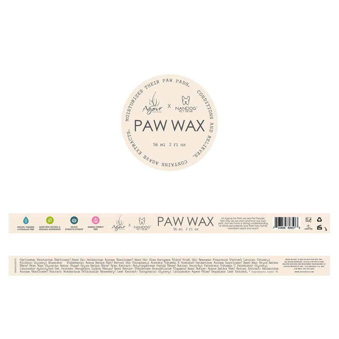 Nandog X Agave Oil for Pets Paw Balm Wax 2oz.