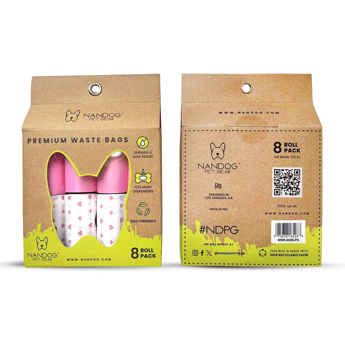 Poop Bags | 8 Rolls | Pink Hearts