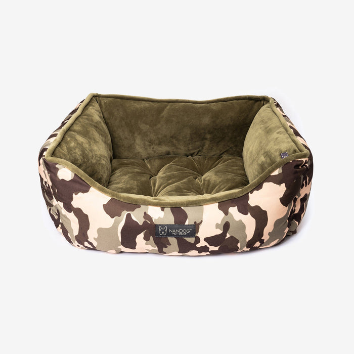 Reversible Camouflage Dog & Cat Bed - Green