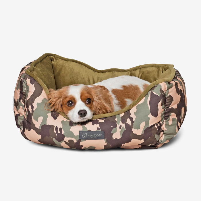 Reversible Camouflage Dog & Cat Bed - Green