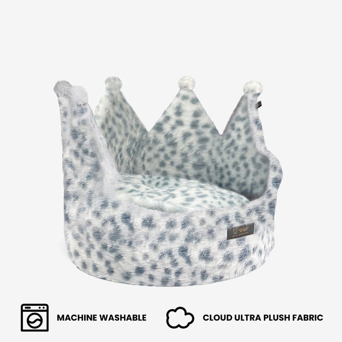 Crown Dog & Cat Bed Cloud Prive Collection - Snow Leopard