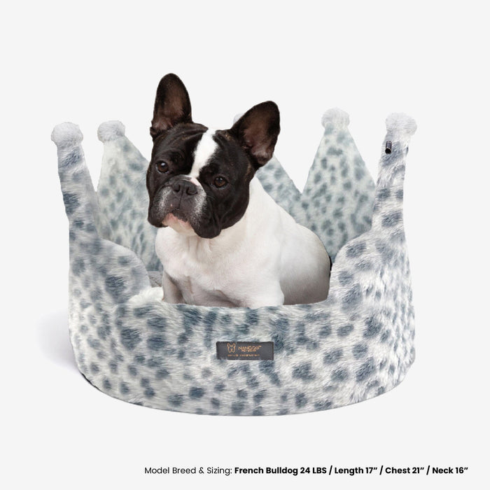 Crown Dog & Cat Bed Cloud Prive Collection - Snow Leopard